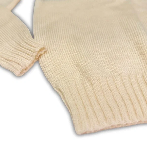 Vintage Cream Knit Sweater, Multicolor Heart Pattern, Sm, 80s Fall - Picture 6 of 9